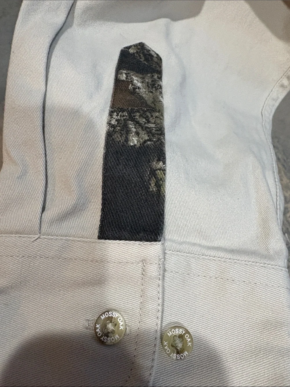 Mossy Oak Men's Tan Cotton Button-Down with Camo Shoulder